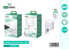 NewScience®Zidni brzo punjač 2USB-C35W+35W Model:42572