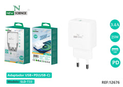 NewScience®Zidni brzo punjač  1USB-C+1USB 25W+25W Model:12676