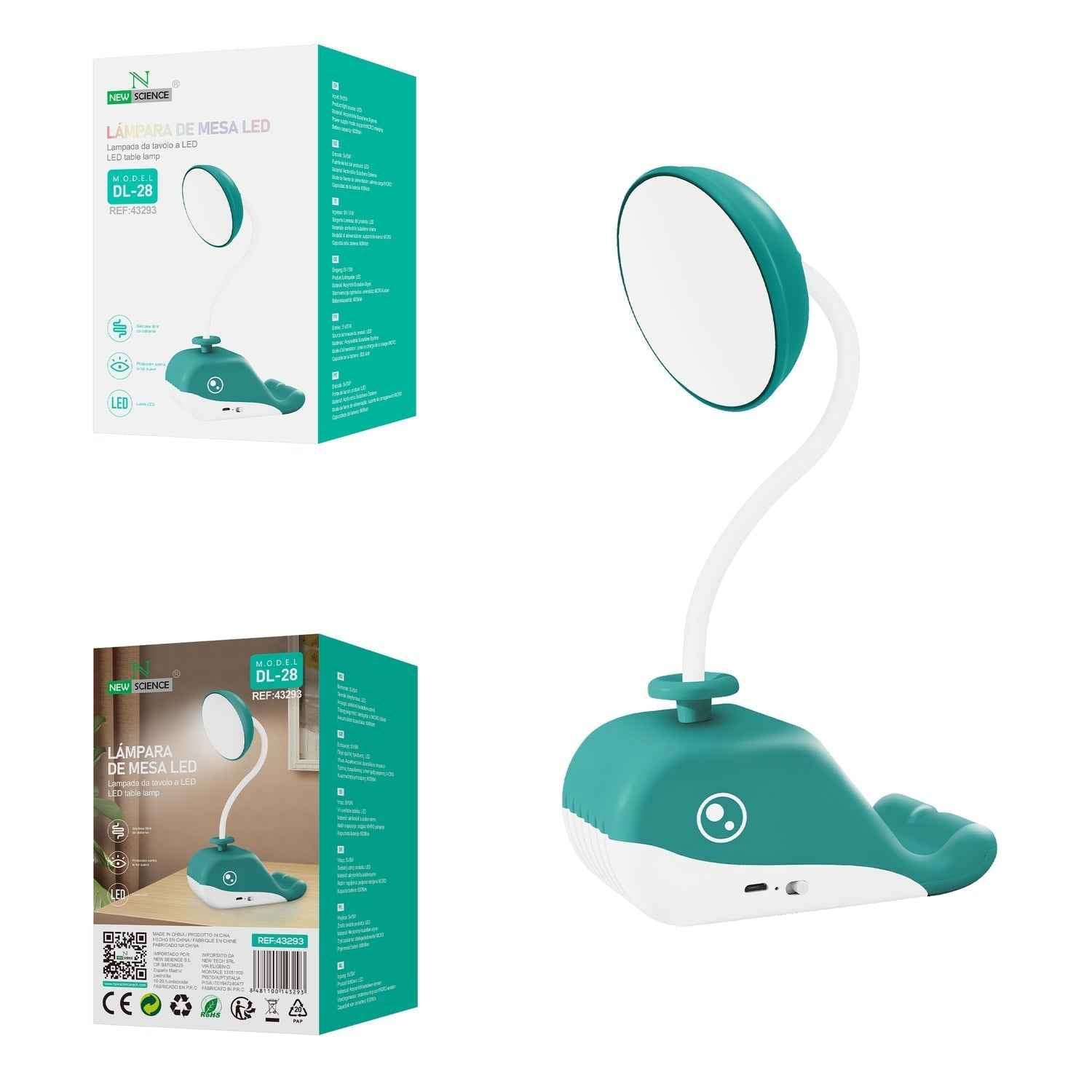 LED stolna lampa u obliku kita Zelena