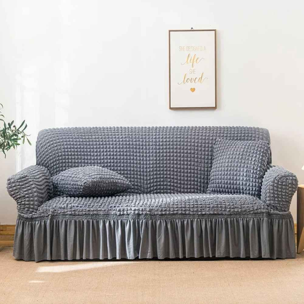 Kockaste navlake za trosjed, dvosjed i fotelju Siva